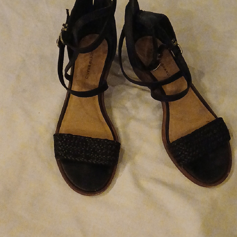 Lucky Brand Black Woven Sandals